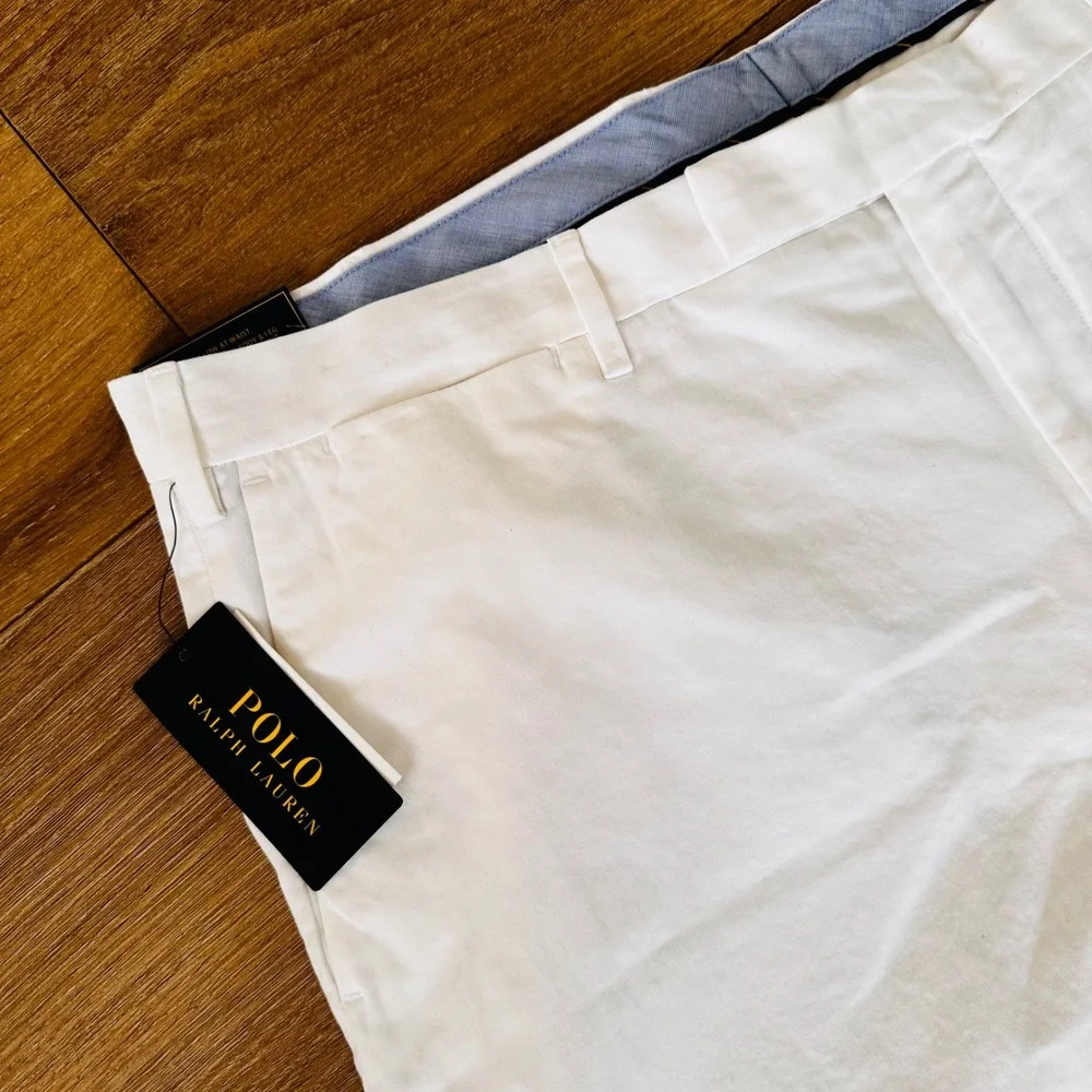 Polo Ralph Lauren Mens White Stretch Slim Fit Chino Shorts Size 40 NWT
